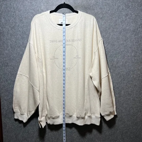 Aerie Halloween Sweatshirt Oversized Cream L Crewneck Graphic Pullover NWT - Image 2