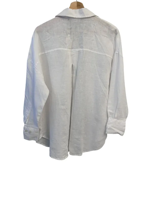 Zara White 100%Linen women's Long Sleeve Button Down Shirt Small NWT 8372/034 - Image 5