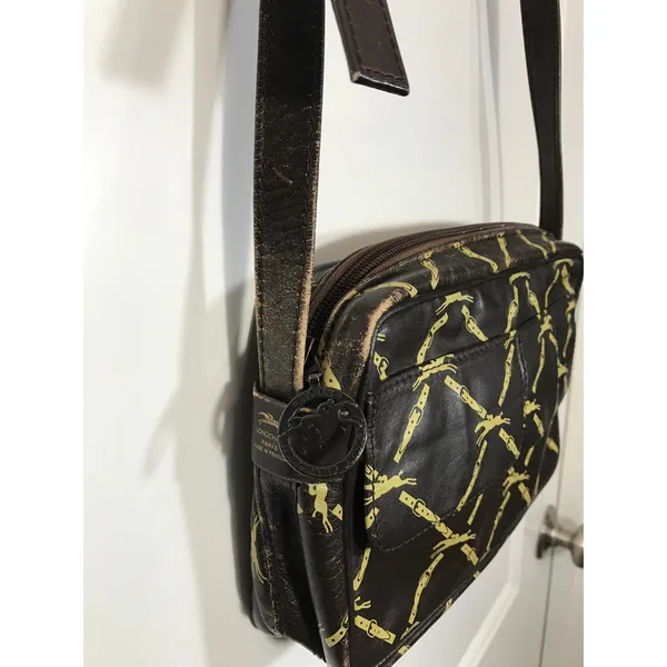 Longchamp Vintage Equestrian Brown Leather Crossbody Shoulder Bag - Image 3