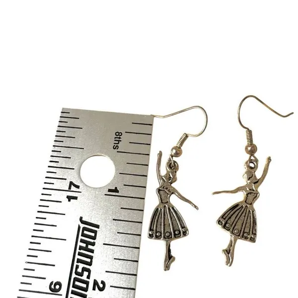 Ballerina Dangle Earrings – Silver Tone - Image 8