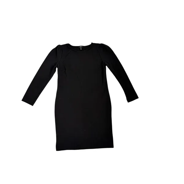 Talbots Crew Neck Classic Capsule Stretch Fitted Long Sleeve Black Dress Size 8 - Image 4