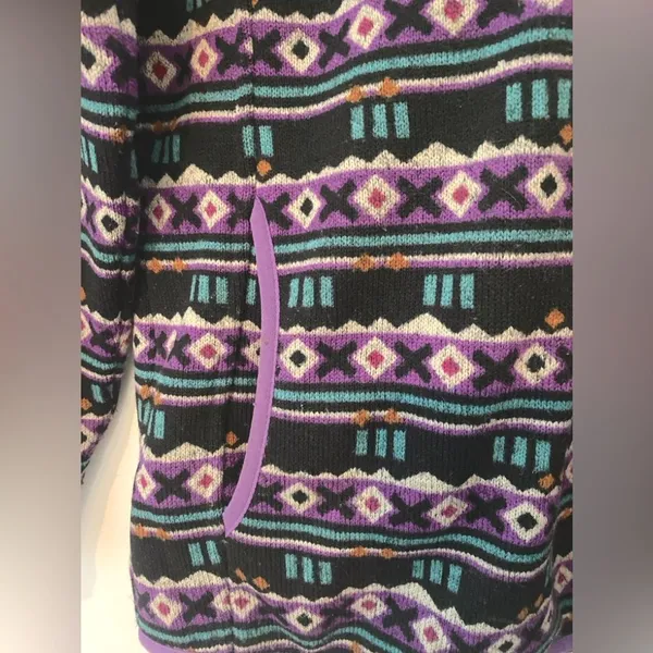 L.L. Bean Aztec Print Fleece Pullover Sweater Snap-T Womens S Granola Gorpcore - Image 9