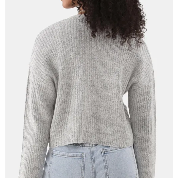 No Boundaries Womens Cardigan Sz M Light Grey Sweater Button Front Rib Knit Y2K - Image 4