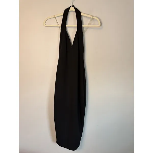 Nookie Medea Midi Bodycon Halter Dress Black Open Back XS NWT Glam Edgy Cocktail - Image 2