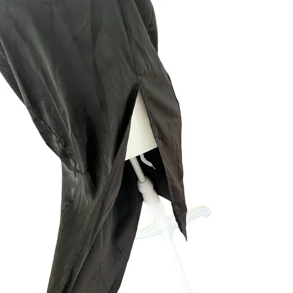 Alamour The Label Black Satin Halter Midi Slip Dress High Slit Size S - Image 4