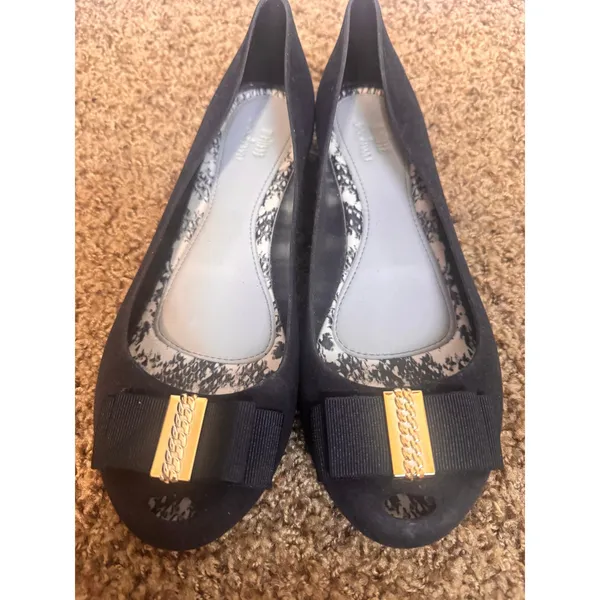 Melissa X Jason Wu Black flocked Peep Toe Bow Flats Shoes Jelly Womens Size 10 - Image 4