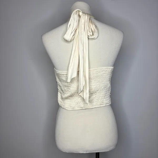 Blush- White Halter Top w/ Center Tie - Image 4