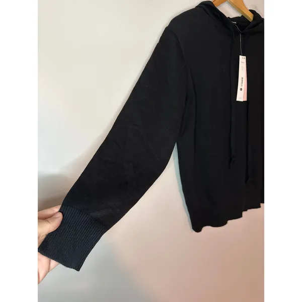 AQUA New Pullover Hoodie‎ Black Size M Long Sleeve Hooded Comfy Basic Minimalist - Image 3