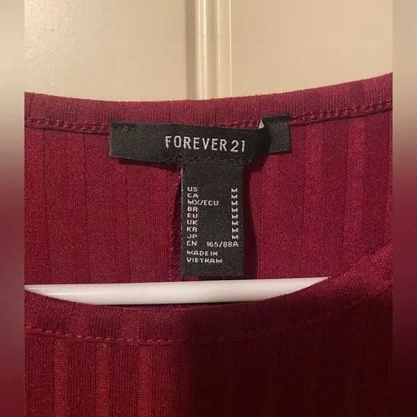 Forever 21 Maroon Ribbed Long Sleeve Fitted Bodycon Dress NWT - Image 4