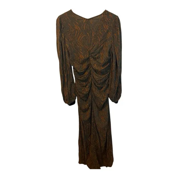 Nu Denmark Rin Sustainable Dress Size Small Ruched Toffee European Brown Black - Image 4