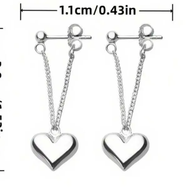 Elegant Silver Heart earrings. Hypoallergenic - Image 5