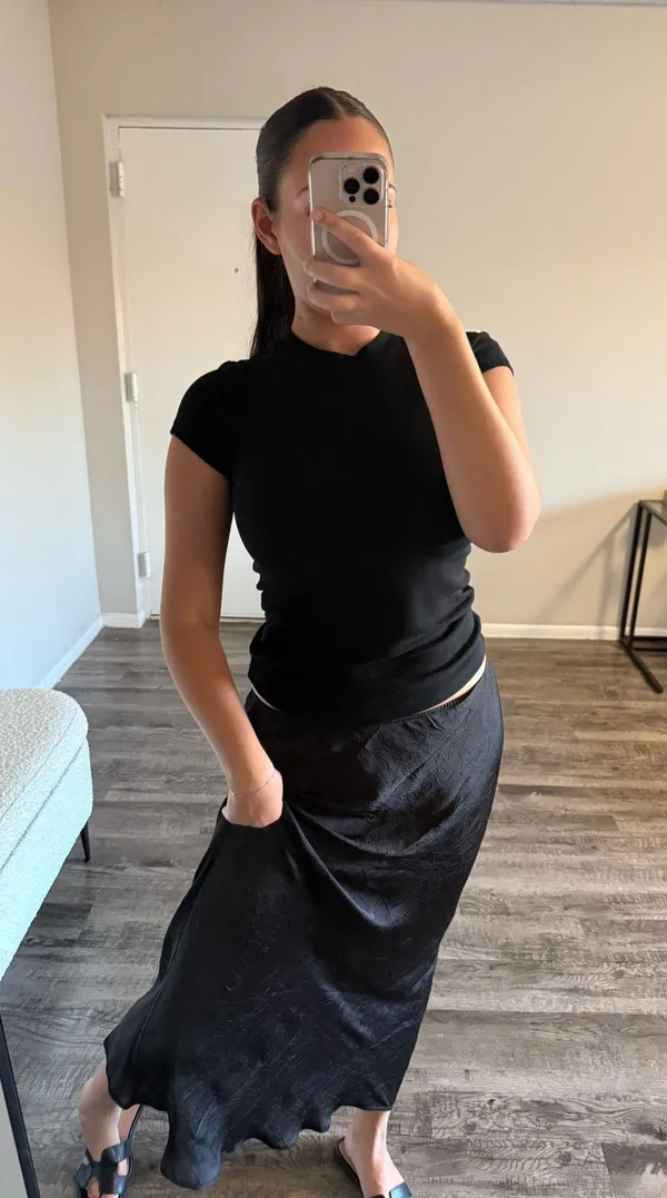 Crinkled Satin Maxi Skirt - Image 3