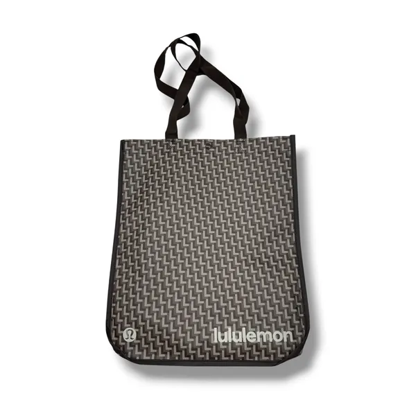 Lululemon Reusable Shopper Tote Bag Large Brown Tan Monogram‎ Geometric Snap - Image 2