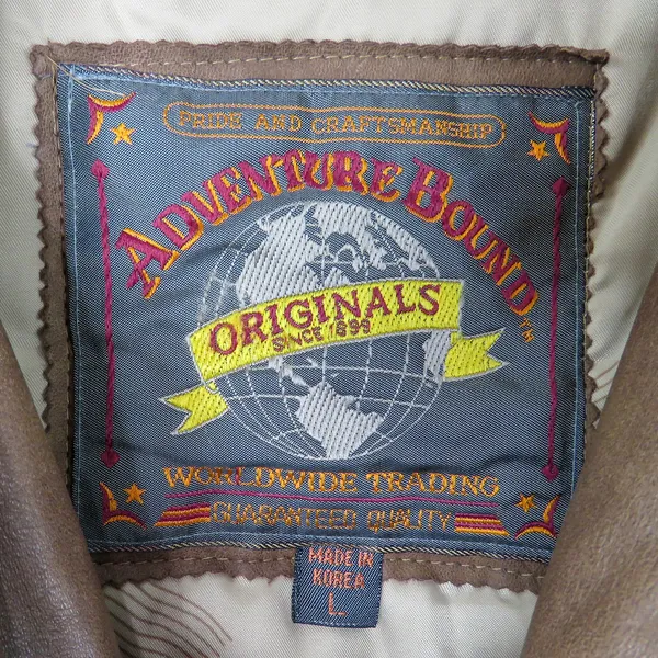 1990s Vintage Adventure Bound Originals Brown Leather Vintage Jacket Size Large - Image 6