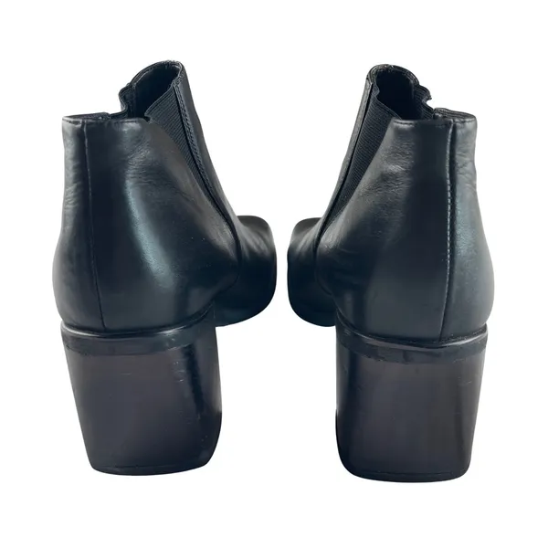 Impo Katrina Black Leather‎ Square Toe Block Heel Ankle Boots Womens 9B Stretch - Image 4