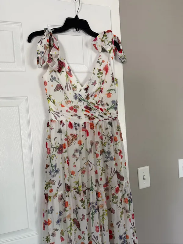 Ieena for Mac Duggal Floral Maxi Dress Gown Cottagecore Flowy Wedding Guest - Image 6