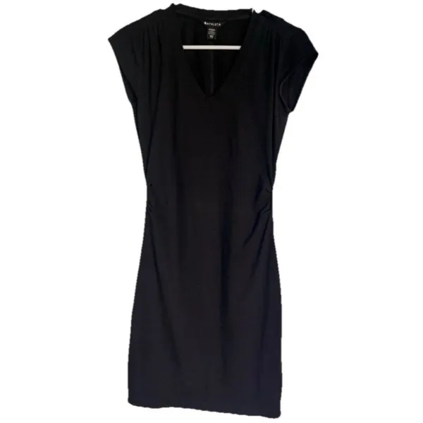 Athleta Black Sporty Dress Sz Small Ruched Casual Athleisure Comfort Versatile - Image 2