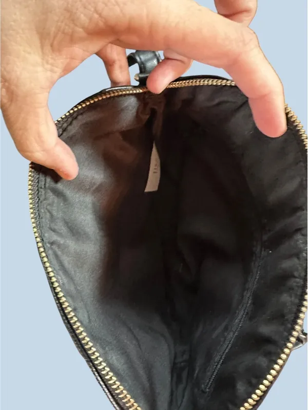 Black Faux Leather Satchel Top Handle Bag & Bag Charm - Image 4