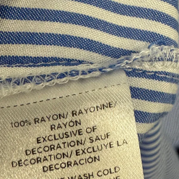 LOFT Striped Flutter Sleeve Tassel Tie Blouse Top Size Large Women's Blue‎ White - Image 7