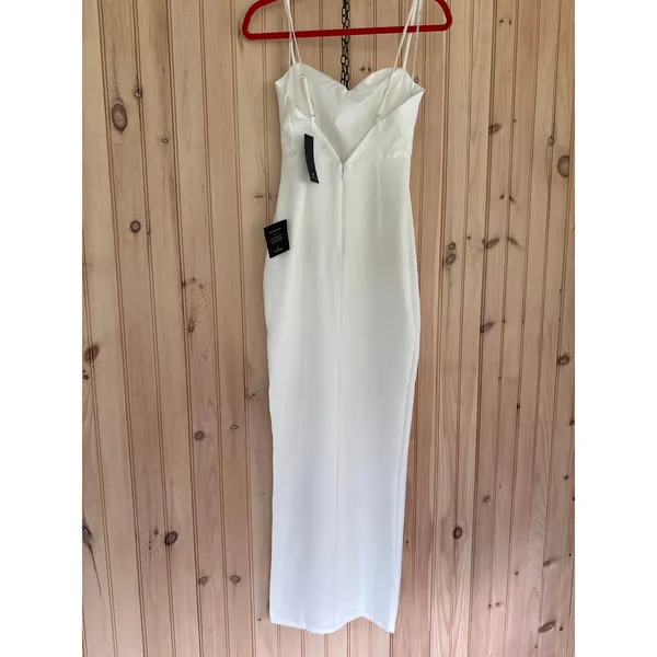 Lulus Completely Regal White Rhinestone Column Dress Elegant Glam Extra Small - Image 7