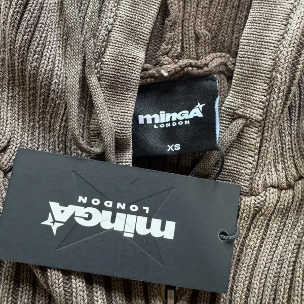 mingalondon - KAI TAUPE KNITTED ZIP-UP HOODIE - Image 7