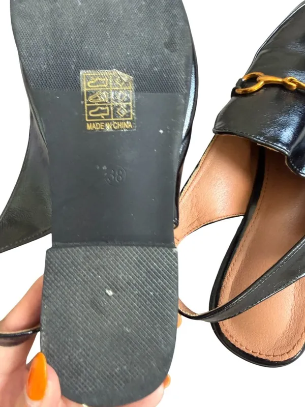 BLACK PATENT Slingback Loafer Flats Size 38 US 7.5 - Image 5