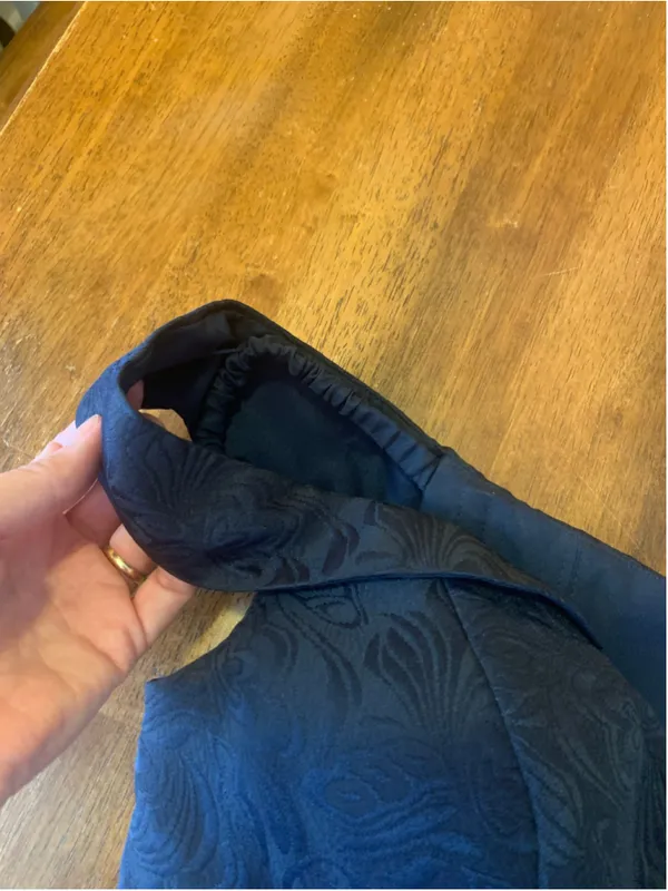 Sherri Hill Mini Dress Size 12 Navy Blue Off-Shoulder Zip Front Vintage style - Image 6