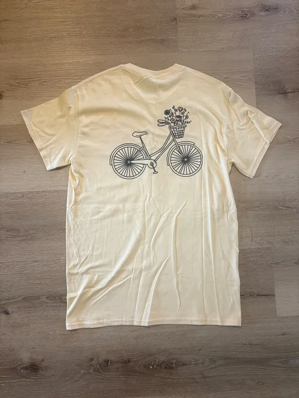 Gildan Butter Yellow Summer Bicycle Graphic Tee - Image 3