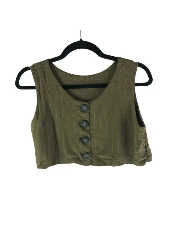 Storets Olive Green Two-Piece Set Sleeveless Crop Top & Wide-Leg Pants Size S/M - Image 4