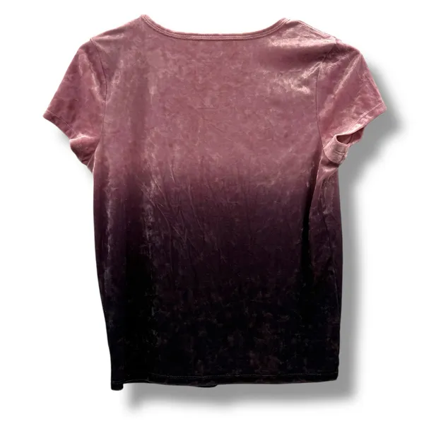 American Eagle‎ Pink & Purple Ombre Crushed Velvet Short Sleeve Top Sz S - Image 2