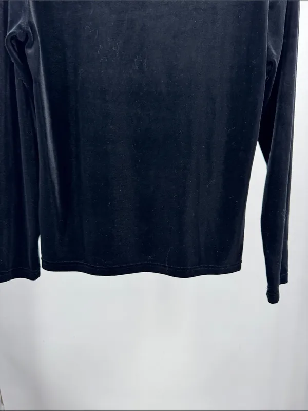 Ralph Lauren Black Women's velvet velour long sleeve Top L casual winter holiday - Image 3