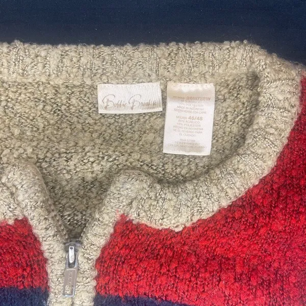 Bobbie Brooks Women 26W/28W color block full zip sweater checkerboard blue red - Image 4