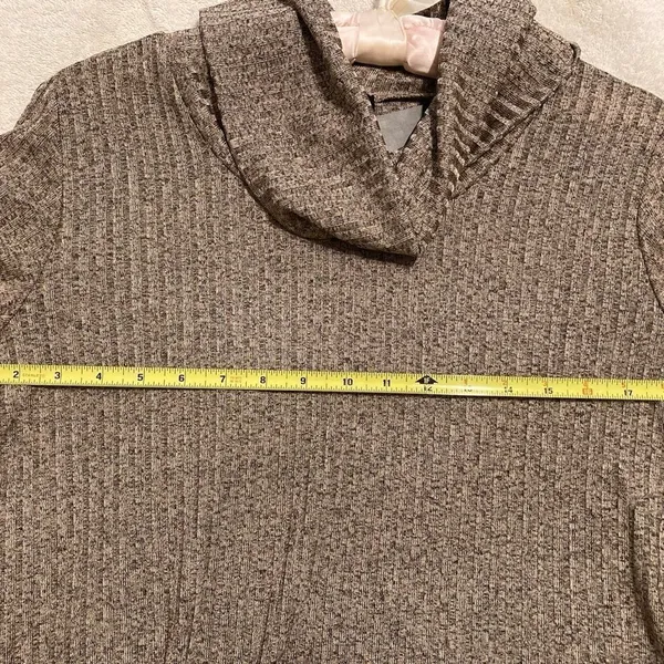 Jones New York NWT szM long sleeve heathered grey tan cowl neck high low tunic - Image 11
