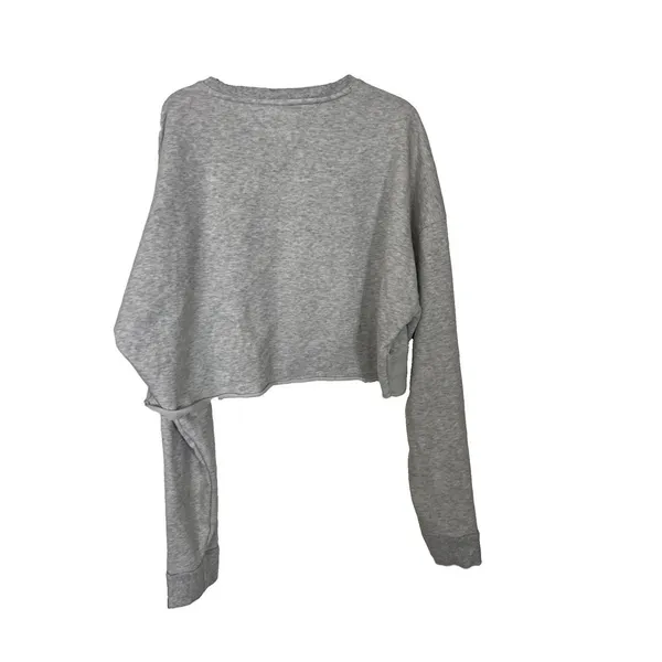 Tommy Hilfiger Womens XL Sporty Crop Top Sweatshirt Heather Gray Blocked Design - Image 6
