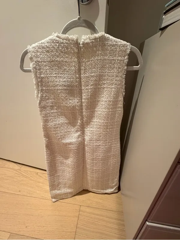 Ann Taylor Sleeveless Cream Tweed Shift Dress - Image 2