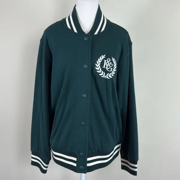 Lou & Grey Women's Forest Green Varsity Jacket Size‎ Medium - Image 2