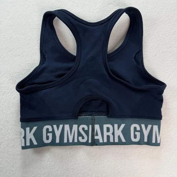 Gymshark‎ Flex Seamless Sports Bra Navy Blue Teal Racerback Womens XS Workout - Image 5