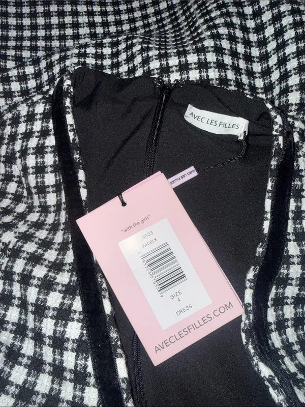 NWT Avec Les Filles Women's Black Bow Tweed Dress SZ-4 - Image 12