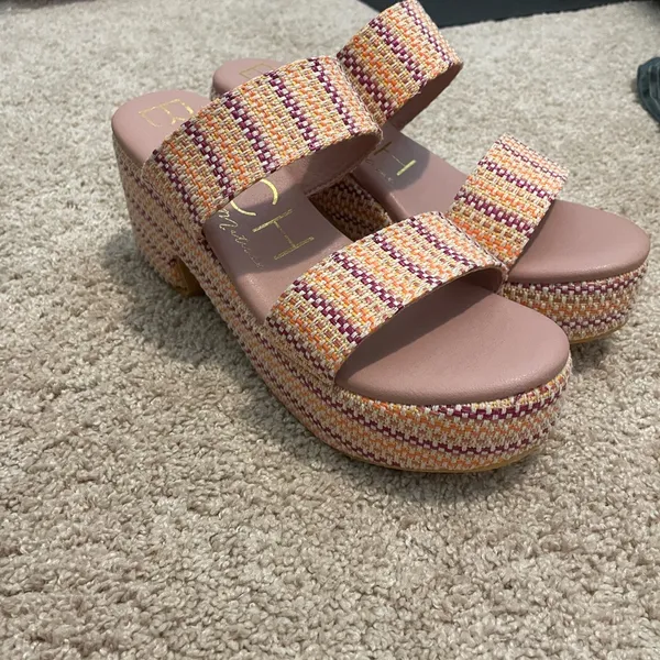 BEA Women's Pink and Yellow Sandals - Image 2