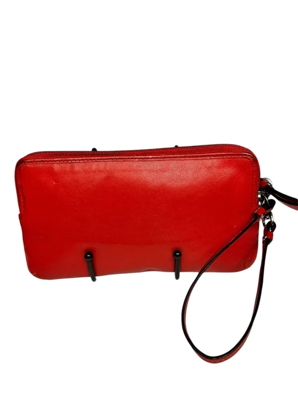 Coach Vintage Y2K Coral Red Leather Double Zip Wristlet Wallet Clutch Organizer - Image 13