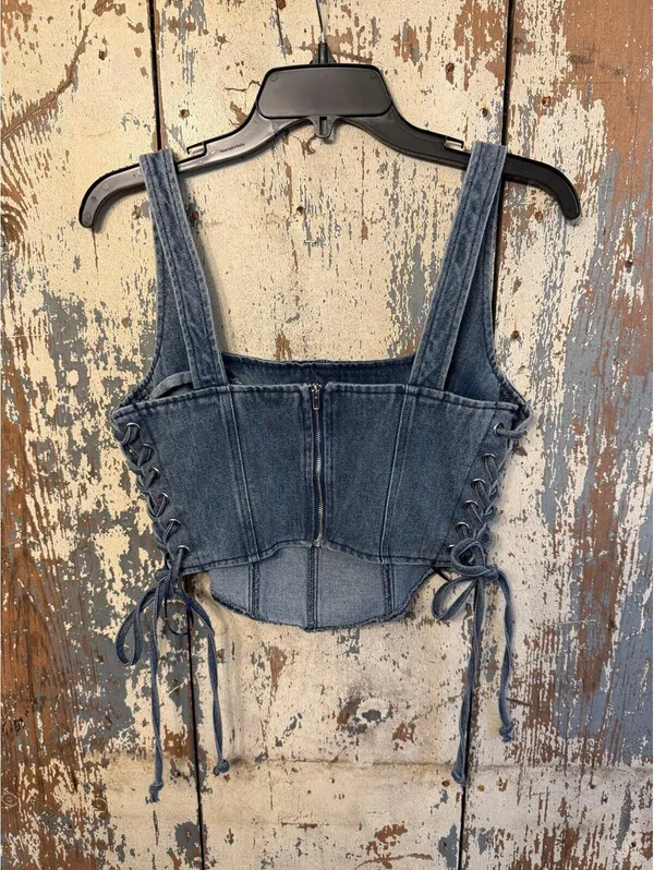 NWT Altar'd State Blue Denim Jean Corset, size Large - Image 2