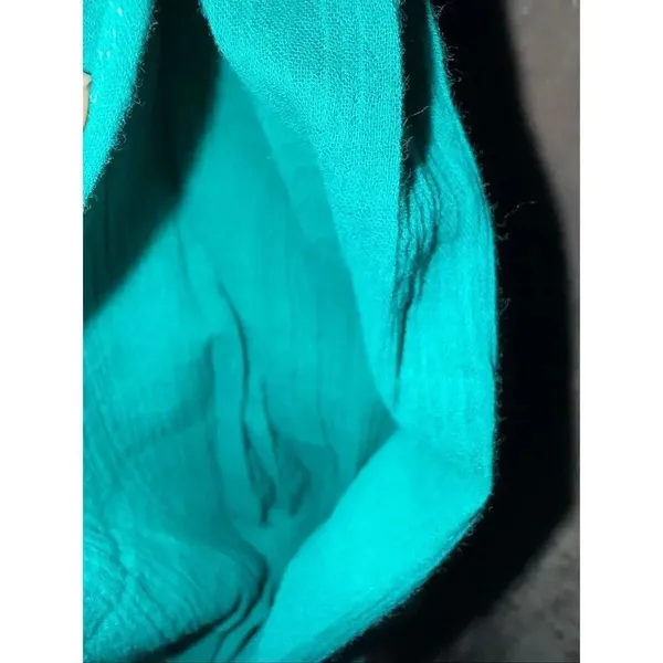 Maeve 100% Cotton Turquoise Ruffle Halter Smocked Dress Medium #784 - Image 4