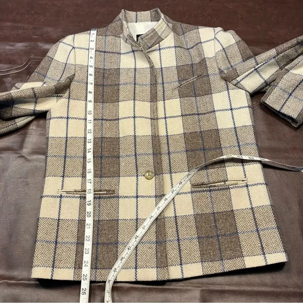 Vintage Bianca Plaid Single Button Wool Blazer‎ Jacket Womens 12 Preppy Classic - Image 4