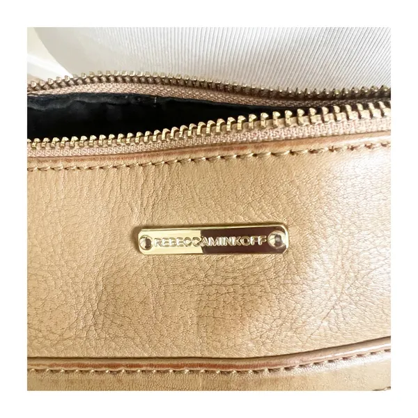 Rebecca Minkoff Crossbody Bag Womens Tan Leather Gold Chain Strap Shoulder Chic - Image 7