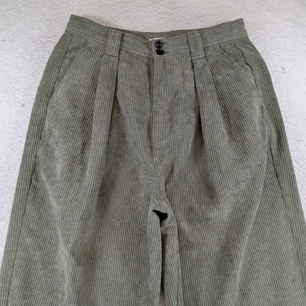 Madewell Corduroy High-rise Tapered Pants Womens 6‎ Olive Green Pleated NG506 - Image 6