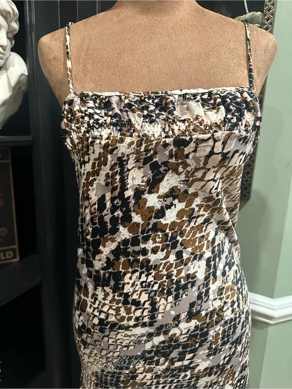 Anthropologie Square‑Neck Snakeskin Print Slip Dress – Spaghetti Straps – XS - Image 4