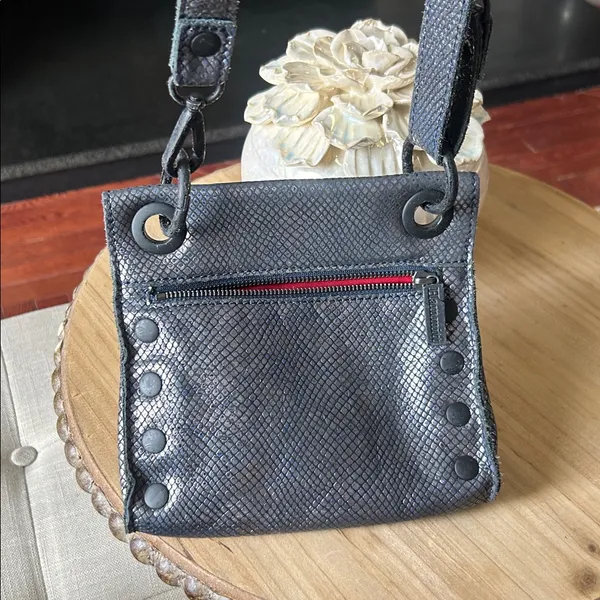 Hammitt Tony Smallolivine Snakeskin Leather Crossbody Blue Haze - Image 2