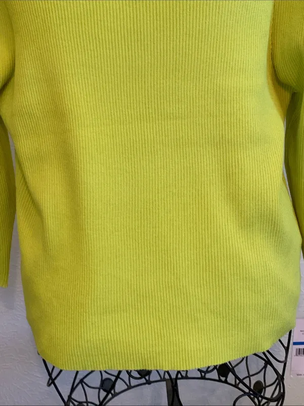 Nanette Lepore Kasper Neon Lime Chain-Trim Crewneck Sweater - Image 3