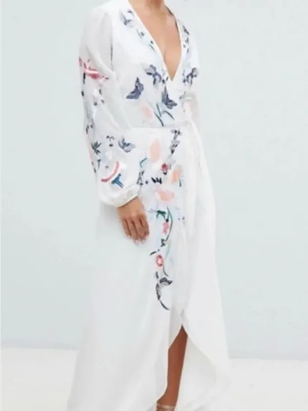 Hope & Ivy Maternity size 8-gorgeous embroidered wrap dress - Image 14