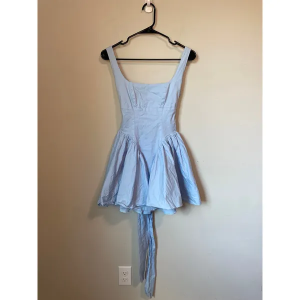 Cotton Candy LA Blue Open Back Bow Mini Dress Size Small - Image 3